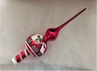 ŠPICE 1-KULOVÁ, SKLENĚNÁ OZDOBA, ČERVENÁ, LESK, ZIMNÍ DEKOR