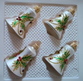 ZVONEK, skleněný, bílý, mat, plastický dekor