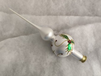 ŠPICE 1-KULOVÁ, skleněná,, bílá, barevný dekor