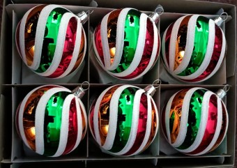 KOULE, skleněná vánoční ozdoba, retro dekor