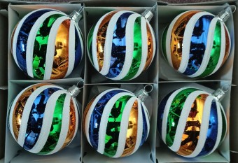 KOULE, skleněná vánoční ozdoba, retro dekor