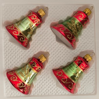 ZVONEK, skleněný, barevný lesk, retro dekor