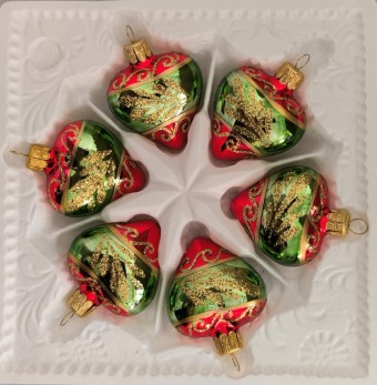 SRDCE, forma, skleněné, barevné, retro dekor