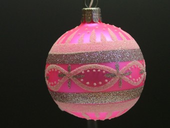 KOULE, skleněná, růžová mat, retro dekor