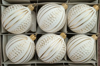 KOULE, skleněná vánoční ozdoba, zlatý dekor