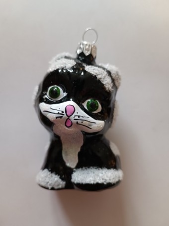 KOČKA, skleněná, forma, barevný dekor