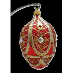 VEJCE VELKÉ, skleněné, forma, červený mat, bohatě zdobený dekor