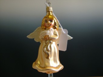 ANDĚL S HOLOUBKEM VELKÝ, FORMA, ZLATÝ, MAT, DEKOR