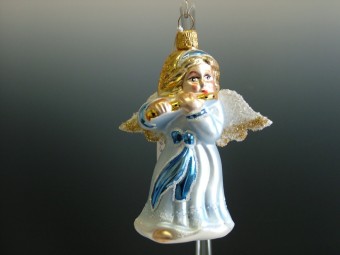 ANDĚL S FLÉTNOU VELKÝ, FORMA, MODRÝ, MAT, DEKOR