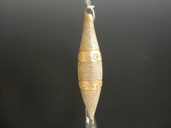 RAKETA, SKLENĚNÁ VÁNOČNÍ OZDOBA, ZLATÁ, RETRO DEKOR