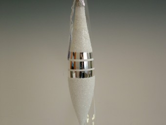 RAKETA, SKLENĚNÁ VÁNOČNÍ OZDOBA, STŘÍBRNÁ, SYPANÝ DEKOR