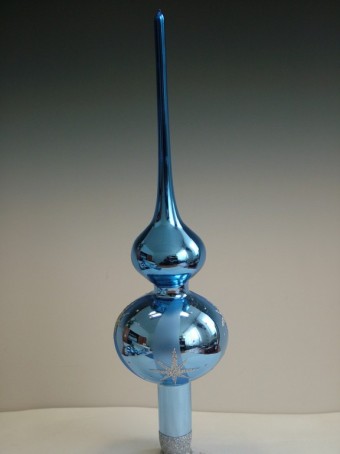 ŠPICE 1-KULOVÁ, hladká, světle modrá, stříbrný dekor