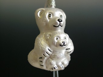 MEDVĚD KOALA S MEDVÍDĚTEM, FORMA, BÍLÁ, MAT, DEKOR