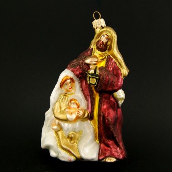 SVATÁ RODINA, skleněná, forma, barevný dekor