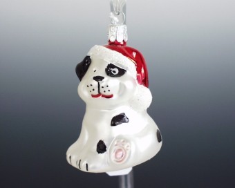 PES S ČEPICÍ, FORMA, BÍLÝ, MAT, DEKOR