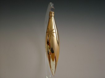 RAKETA, SKLENĚNÁ VÁNOČNÍ OZDOBA, ZLATÁ, DEKOR HVĚZD