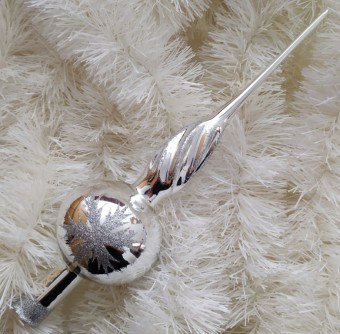 ŠPICE 1-KULOVÁ, STŘÍBRNÁ, LESK, VĚŽIČKA, DEKOR