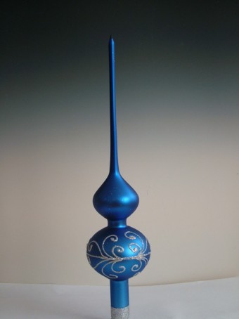 ŠPICE 1-KULOVÁ,HLADKÁ, TMAVĚ MODRÁ, MAT, STŘÍBRNÝ DEKOR