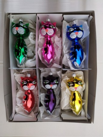 KOČKA RETRO BAREVNÁ, DEKOR