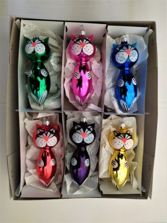 KOČKA RETRO BAREVNÁ, DEKOR