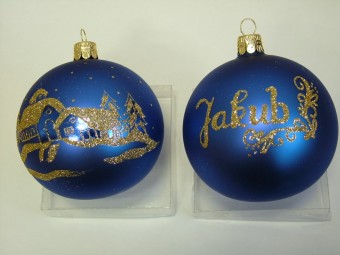 KOULE TM. MODRÁ, MAT, CHALOUPKA, ZLATÝ POSYP