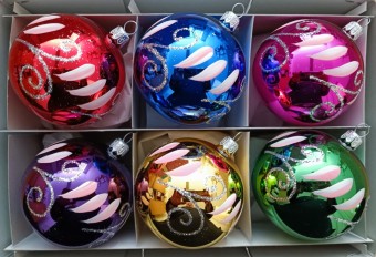 KOULE, SKLENĚNÁ, HLADKÁ, LESK, BARVA ASS, MALOVANÝ DEKOR