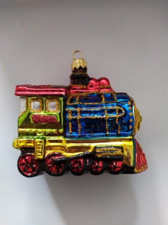 MAŠINKA/LOKOMOTIVA, skleněná, forma, barevný dekor