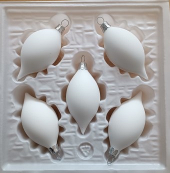 OLIVA, skleněná, bílá skořápka, bez dekoru