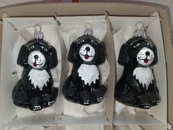 PES VELKÝ, skleněný, forma, barevný dekor