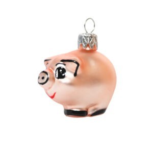 PRASÁTKO RŮŽOVÉ MALÉ, skleněné, forma, barevný dekor