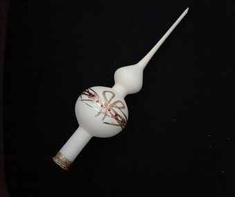 ŠPICE 1-KULOVÁ, SKLENĚNÁ, BÍLÁ SKOŘÁPKA, ZLATÝ DEKOR