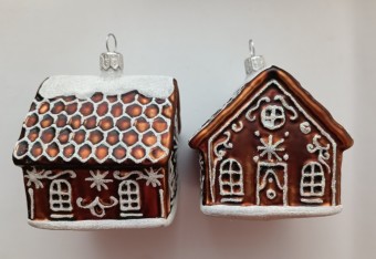 PERNÍKOVÁ CHALOUPKA, skleněná, forma, hnědá, mat, dekor