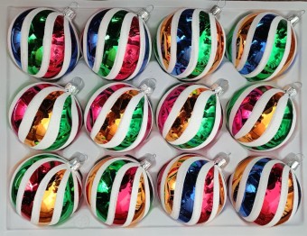 KOULE/SORTIMENT BAREVNÝCH VARIANT, skleněná, retro dekor