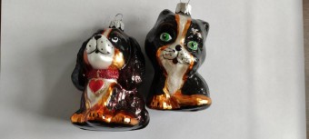 PES A KOČKA VELKÝ TMAVÝ, SORTIMENT, skleněný, forma