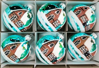 KOULE, skleněná, tyrkys lesk, zimní dekor