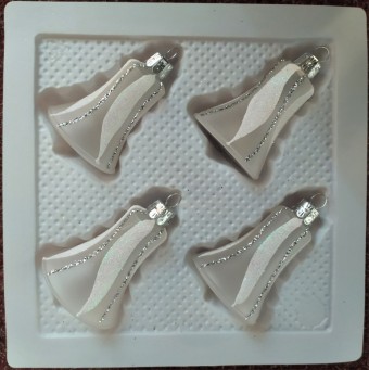 ZVONEK, SKLENĚNÝ, HLADKÝ, PRŮHLEDNÝ, BÍLÝ, MAT, DEKOR