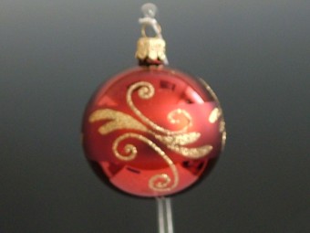 KOULE, SKLENĚNÁ, HLADKÁ, BORDÓ, LESK, ZLATÝ DEKOR