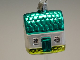 DOMEK MALÝ, FORMA, MAT, BAREVNÝ DEKOR, MODRÁ STŘECHA