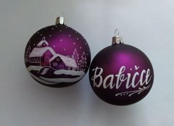 KOULE TM. FIALOVÁ, MAT, CHALOUPKA, BÍLÝ POSYP