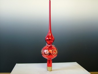 ŠPICE 1-KULOVÁ, červená, lesk, zlatý dekor